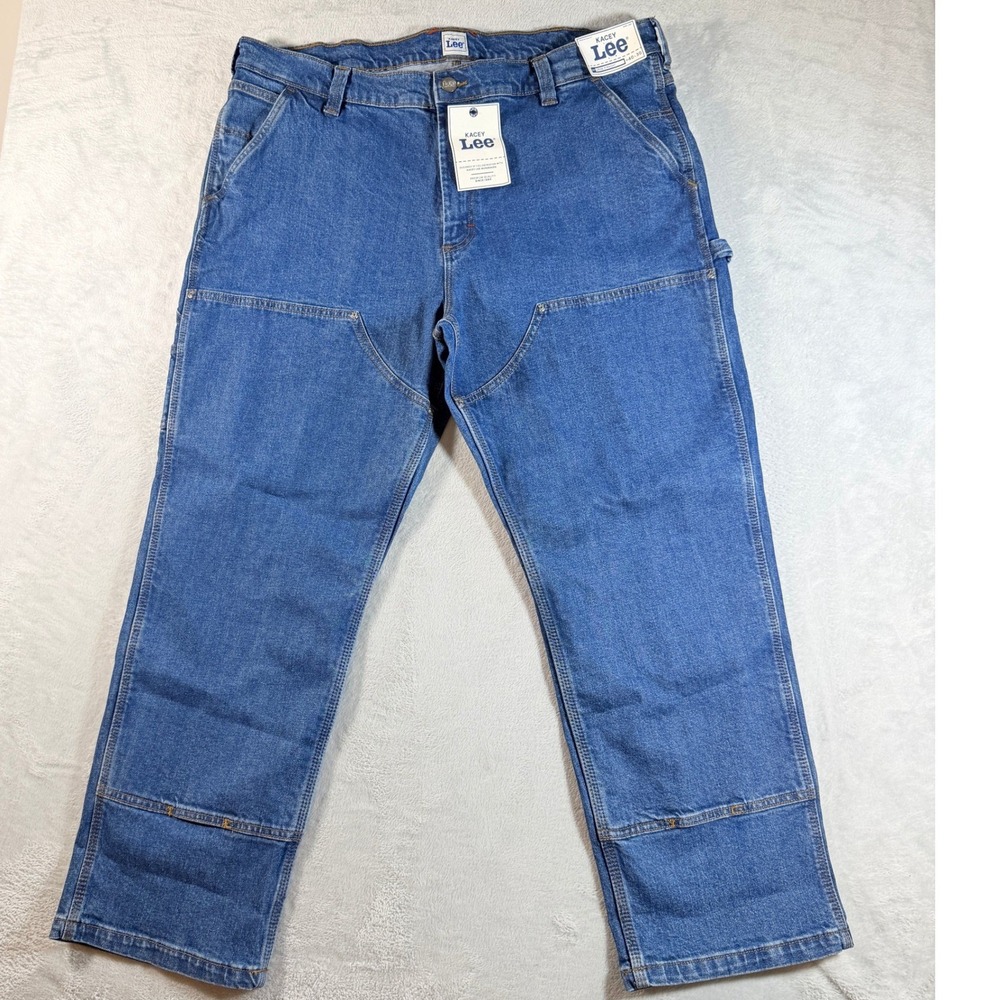 Kacey Lee Men Carpenter Jeans 40x30 Stone Wash Double Knee Work Denim NWT